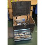 Collection of tools, to include boxed Draper tube bender, housed in a cantilever box, case and a