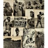 Quantity of vintage postcards, showing scenes of daily life in "Afrique Occidentale" and "Deutsch-