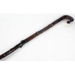 Highly decorative 19th Century walking stick, carved with the British and the Anderson family crest,