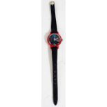 Ruhla ladies wristwatch, the signed black dial with polychrome Arabic and dot markers, manual wound,