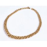 Gold Coloured Necklace, two rows of interlocking links, marks rubbed, 20.3 grams