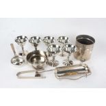 Canteen of Community plated cutlery, together with six plated goblets, cruet items, egg cups, candle