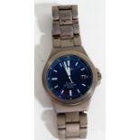 Seiko Titanium gentleman's wristwatch, the signed blue dial with baton markers, date aperture at the