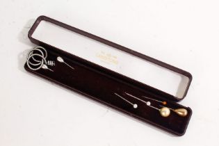 Six stick pins to include simulated pearls and paste (6)