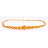 Amber effect necklace, graduated bead necklace, the largest bead 30mm long, overall weight of the