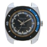 Transglobe 17 jewels Shock Resistant gentleman's stainless steel wristwatch, the signed black dial