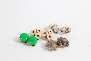 Four sets of clip on earrings, two examples of paste another pair depicting bundles of flowers (8)