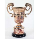 George \v silver trophy cup, Sheffield 1910, maker Walker & Hall, with double scroll handles, the