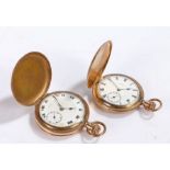 Elgin gold plated hunter pocket watch, the signed white dial with Roman numerals and subsidiary