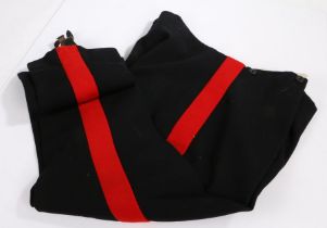 Pair of British Army Officers Mess Dress Trousers, blue cloth with broad scarlet stripe down