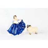 Royal Doulton figurine 'Pretty Ladies, Elaine', and a Beswick ram (2)