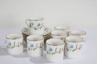 Royal Worcester porcelain coffee cups and saucers, comprising of eight each (one saucer AF), all