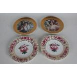 Royal Worcester plates, "Amongst the Roses", "Poppies and Daisies", pair of Ainsley "Rose Cluster"