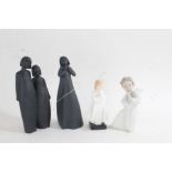 Two Royal Doulton Images figures 'Thankful' and 'Sisters', a Royal Doulton figure 'Bedtime', HN