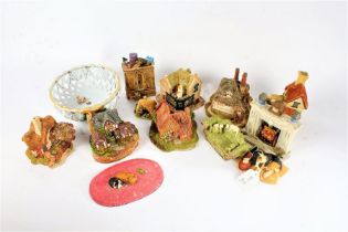 Collection of mostly Lilliput Lane houses, a Continental pottery bowl and resin furniture