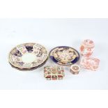 Royal Crown Derby ware, to include Imari pattern plates, jewellery boxes, shallow dish (10)