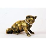 Early 20th century gilt bronze cat, 10cm long