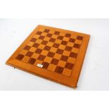 Wooden inlaid chess board, 47.5cm x 46.5cm