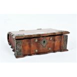 Late 19th century Dutch bible box, formed as a book, with white metal mounts, with key, 24.5cm wide