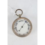 20th century chrome cased pocket barometer, with white enamel dial, 6cm diameter