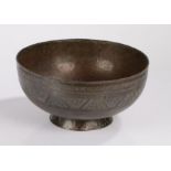 17th/18th Century Islamic copper bowl, the central field with foliate engraved decoration, the