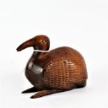 Unusual 19th century table snuff box, modelled as a bird, with sliding lid to the underneath, 14cm