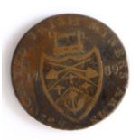 British Token, copper halfpenny, 1789, ASSOCIATED IRISH MINE COMPANY 1789 with central mining themed