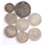 Collection of coins, to include a drilled Spanish 1819 8 Reales, Victoria Half Crowns, Edward VII