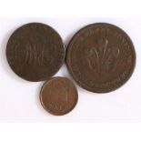 Tokens- Anglesey miners half penny 1791, Bristol and South Wales penny token Virtue et Industria,