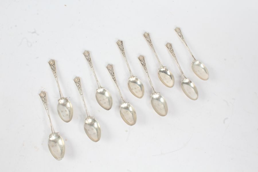 Matched set of ten George V silver teaspoons, London 1926-1929, Josiah Williams & Co (David