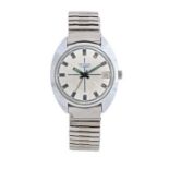 Sekonda 17 jewels gentleman's stainless steel wristwatch, the signed silver dial with baton