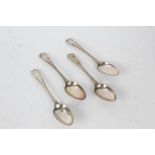 Four George III silver teaspoons, London 1816, maker Solomon Hougham, with shell pattern handles,