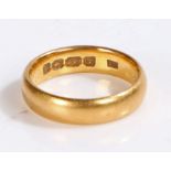 22 Carat gold wedding band, with 1918 inscribed on the inside, ring size M gross weight 5.8 grams