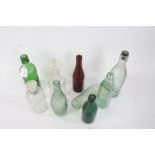 Collection of green glass and other bottles, to include Lawrance of Yarmouth, Woodbridge Mineral