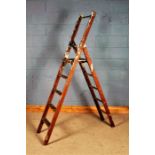 Wooden folding step ladder, 195cm tall when open