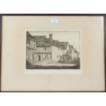 Alfred R. Blundell (1883-1968), 'a bit of Lavenham', pencil signed etching, housed in a wooden and
