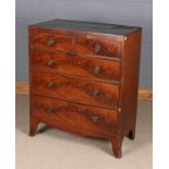 Victorian mahogany and boxwood strung chest of two short and three long drawers, on bracket feet,