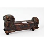 19th century carved hardwood foo dog, 27cm long