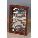 Chinese hardwood and glazed wall cabinet, with mirrored interior, 81cm tall x 51cm wide