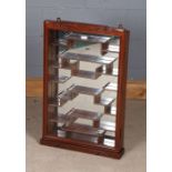 Chinese hardwood and glazed wall cabinet, with mirrored interior, 81cm tall x 51cm wide