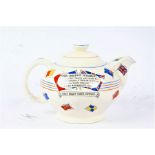 WWII Ducal 'War Against Hitlerism' souvenir teapot, decorated with the flags of the Allied nations
