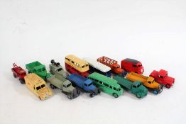 Dinky toys, to include a selection of Dinky Meccano trucks, flatbeds, buses, police land rover for
