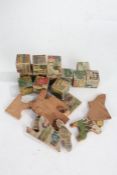 Quantity of childrens wooden building blocks and a wooden jigsaw puzzle