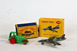 Matchbox Series, A MokoLesney No 1, together with a Dinky Toys 736 Hawker Hunter Fighter, both