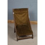 "Atcraft" folding nursing chair, with foliate green upholstered back and seat