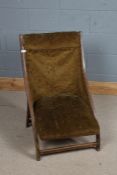 "Atcraft" folding nursing chair, with foliate green upholstered back and seat