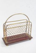 Early 20th century mahogany and brass newspaper rack, 36cm wide