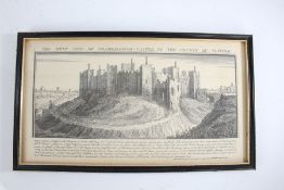 The west view of Framlingham Castle in Suffolk, 37cm x 20cm, coloured print titled L'ile Rousse,