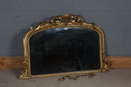 Gilt over mantle mirror with floral decoration, (Some moulding missing) 109cm wide 70cm tall