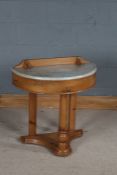 Victorian pine demi-lune washstand, with white marble top, 72cm wide